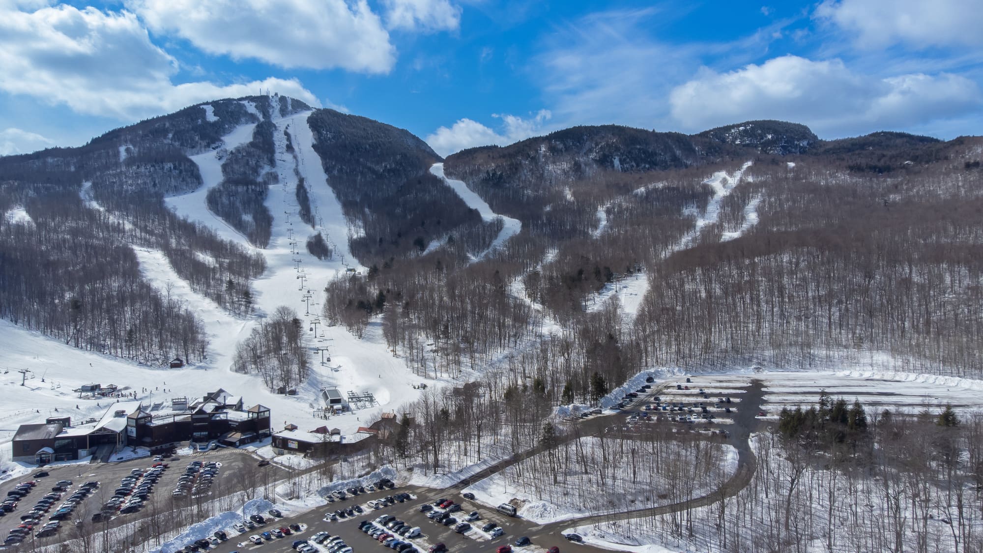 Vue sur les pistes de ski du Mont Orford